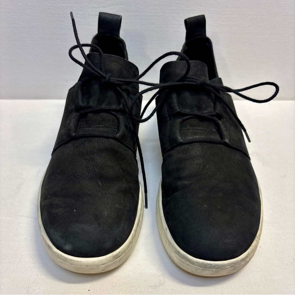 Eileen Fisher Black Suede Kipling Leather Shoes Lace Up Sz 8 GUC